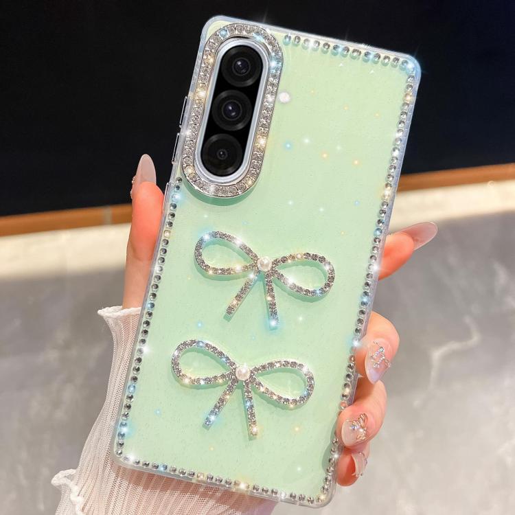 Custodia antiurto con doppio fiocco e glitter per Samsung Galaxy A17, A56, A26 e
