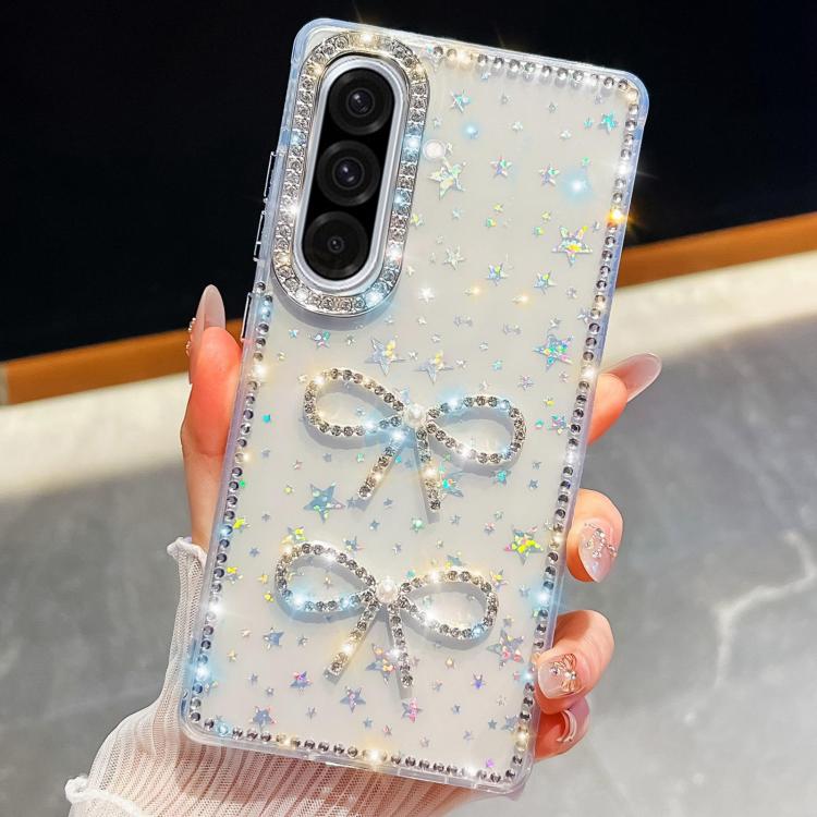 Custodia antiurto con doppio fiocco e glitter per Samsung Galaxy A17, A56, A26 e