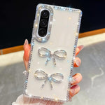 Custodia antiurto con doppio fiocco e glitter per Samsung Galaxy A17, A56, A26 e