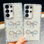 Custodia antiurto con doppio fiocco e glitter per Samsung Galaxy S24 FE, A15