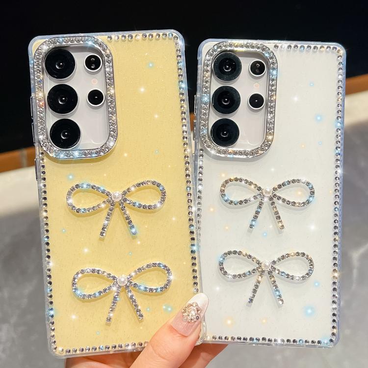 Custodia antiurto con doppio fiocco e glitter per Samsung Galaxy S24 Ultra