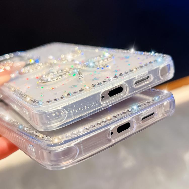 Custodia antiurto con doppio fiocco e glitter per Samsung Galaxy S24 FE, A15