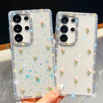 Custodia antiurto con tulipani 3D glitterati per Samsung Galaxy A16, S24 FE, A15