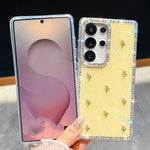 Custodia antiurto a quattro angoli con tulipani 3D glitterati per Samsung Galaxy