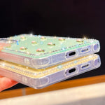 Custodia antiurto a quattro angoli con tulipani 3D glitterati per Samsung Galaxy