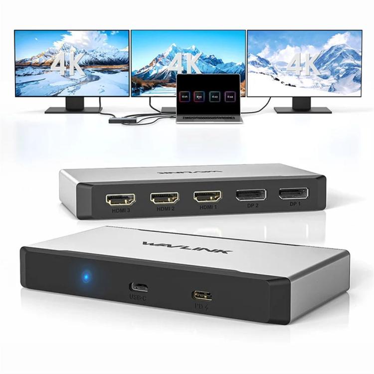 Hub USB-C Wavlink UG7701 con 3 uscite video 4K 60Hz e ricarica 10