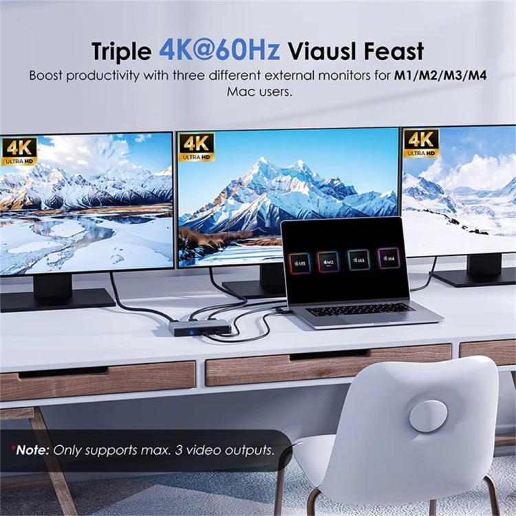 Hub USB-C Wavlink UG7701 con 3 uscite video 4K 60Hz e ricarica 10