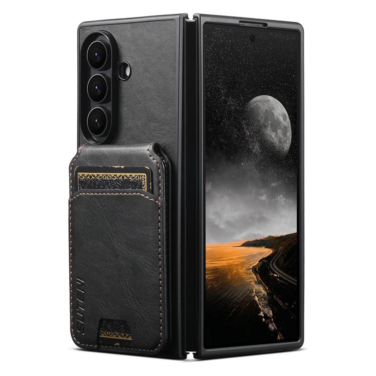 Custodia Suteni H02 in pelle con portafoglio e supporto per Galaxy Z Fold8