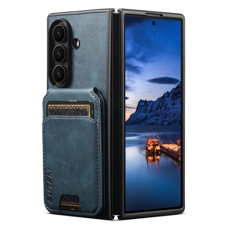 Custodia Suteni H02 in pelle con portafoglio e supporto per Galaxy Z Fold8