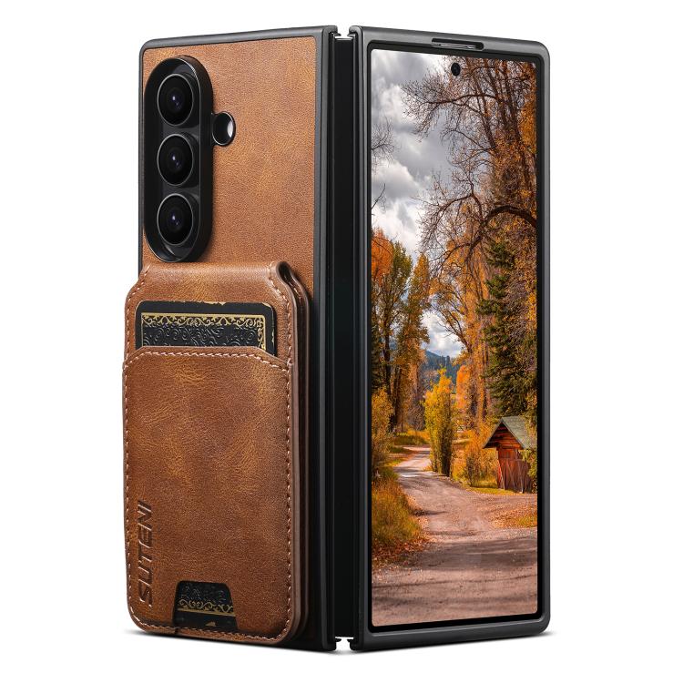 Custodia Suteni H02 in pelle con portafoglio e supporto per Galaxy Z Fold8
