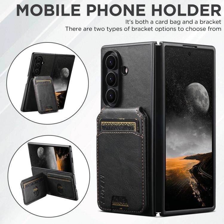 Custodia Suteni H02 in pelle con portafoglio e supporto per Galaxy Z Fold8