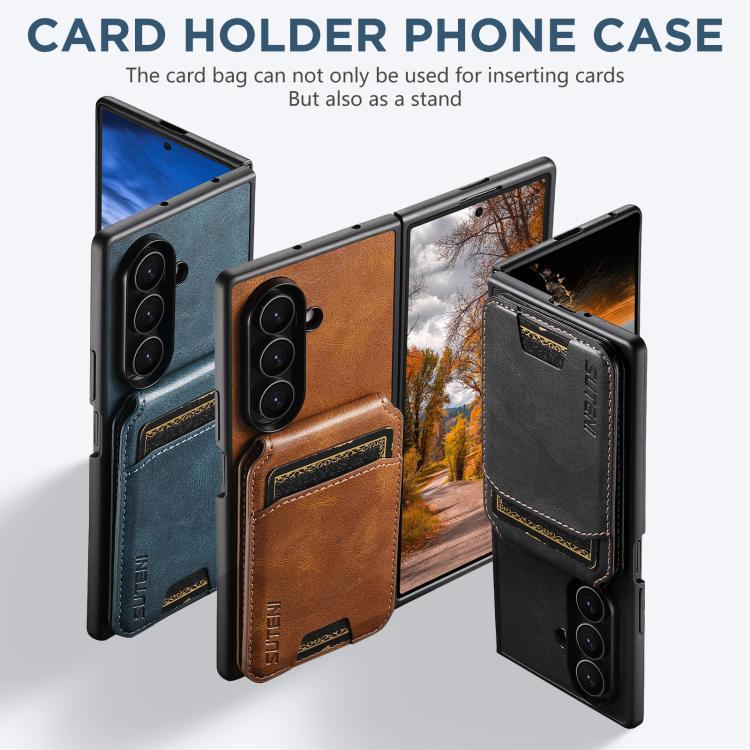 Custodia Suteni H02 in pelle con portafoglio e supporto per Galaxy Z Fold8