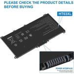 Batteria di ricambio per laptop HP Pavilion serie 14, 15, 17, 15-CS, 15-DA, 15-DB e 15-DW., HT03XL