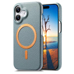 Cover posteriore per telefono in PU con texture litchi e MagSafe spazzolato., For iPhone 17 Pro Max, For iPhone 17 Pro, For iPhone 17