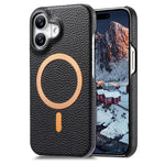 Cover posteriore per telefono in PU con texture litchi e MagSafe spazzolato., For iPhone 17 Pro Max, For iPhone 17 Pro, For iPhone 17