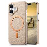 Cover posteriore per telefono in PU con texture litchi e MagSafe spazzolato., For iPhone 17 Pro Max, For iPhone 17 Pro, For iPhone 17