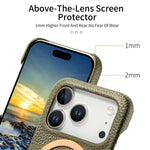 Cover posteriore per telefono in PU con texture litchi e MagSafe spazzolato., For iPhone 17 Pro Max, For iPhone 17 Pro, For iPhone 17