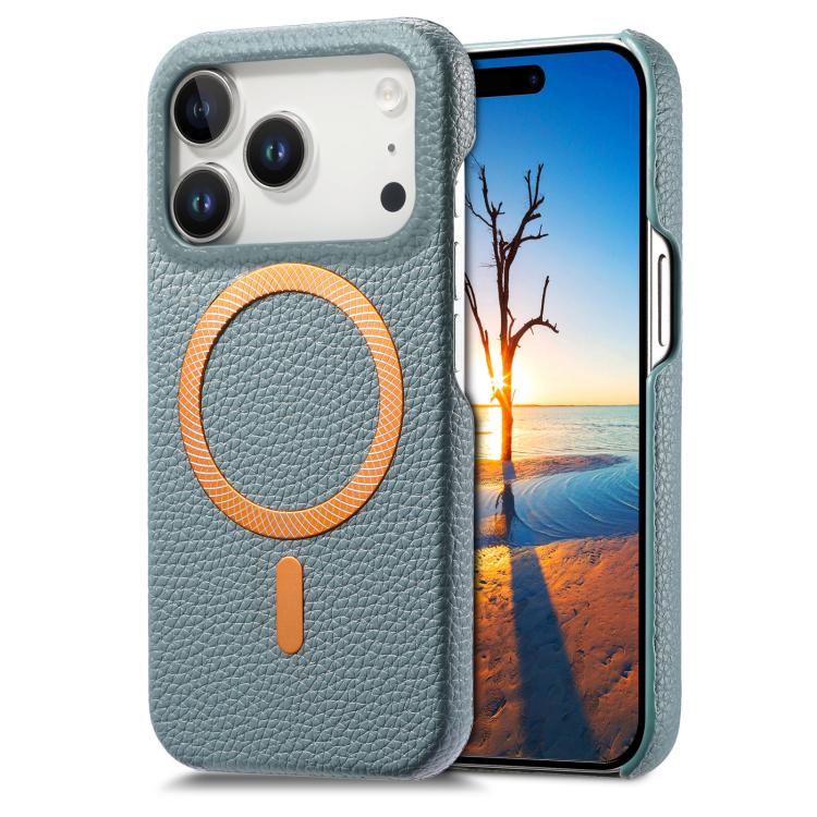Cover posteriore per telefono in PU con texture litchi e MagSafe spazzolato., For iPhone 17 Pro Max, For iPhone 17 Pro, For iPhone 17