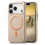 Cover posteriore per telefono in PU con texture litchi e MagSafe spazzolato., For iPhone 17 Pro Max, For iPhone 17 Pro, For iPhone 17