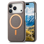 Cover posteriore per telefono in PU con texture litchi e MagSafe spazzolato., For iPhone 17 Pro Max, For iPhone 17 Pro, For iPhone 17