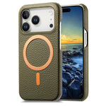 Cover posteriore per telefono in PU con texture litchi e MagSafe spazzolato., For iPhone 17 Pro Max, For iPhone 17 Pro, For iPhone 17
