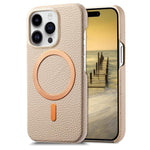 Cover posteriore per telefono in PU con texture litchi e MagSafe spazzolato., For iPhone 15 Plus, For iPhone 15, For iPhone 14 Plus