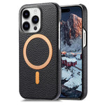 Cover posteriore per telefono in PU con texture litchi e MagSafe spazzolato., For iPhone 13 Pro Max, For iPhone 13 Pro, For iPhone 13