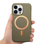 Cover posteriore per telefono in PU con texture litchi e MagSafe spazzolato., For iPhone 13 Pro Max, For iPhone 13 Pro, For iPhone 13