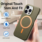 Cover posteriore per telefono in PU con texture litchi e MagSafe spazzolato., For iPhone 13 Pro Max, For iPhone 13 Pro, For iPhone 13