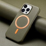 Cover posteriore per telefono in PU con texture litchi e MagSafe spazzolato., For iPhone 13 Pro Max, For iPhone 13 Pro, For iPhone 13