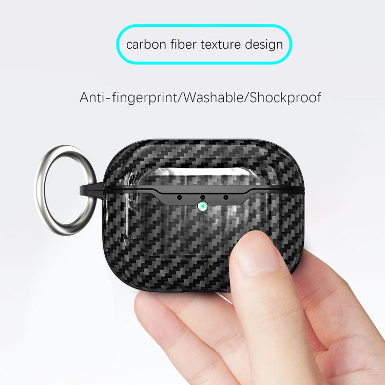 Cover protettiva TPU effetto fibra di carbonio per AirPods Pro 3