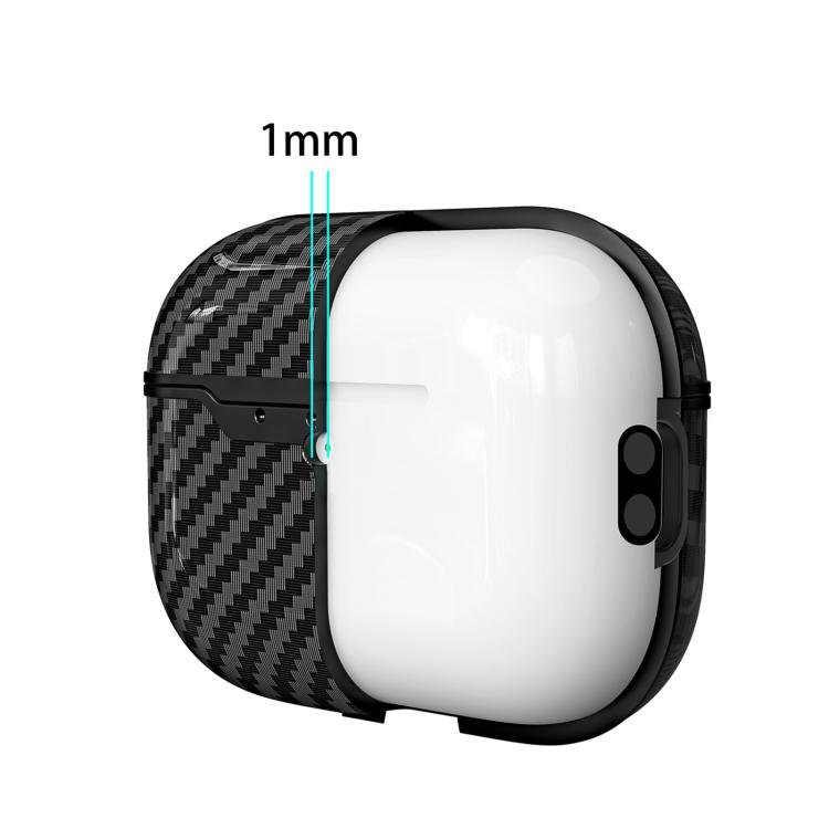 Cover protettiva TPU effetto fibra di carbonio per AirPods Pro 3