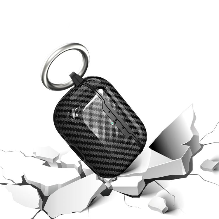 Cover protettiva TPU effetto fibra di carbonio per AirPods Pro 3
