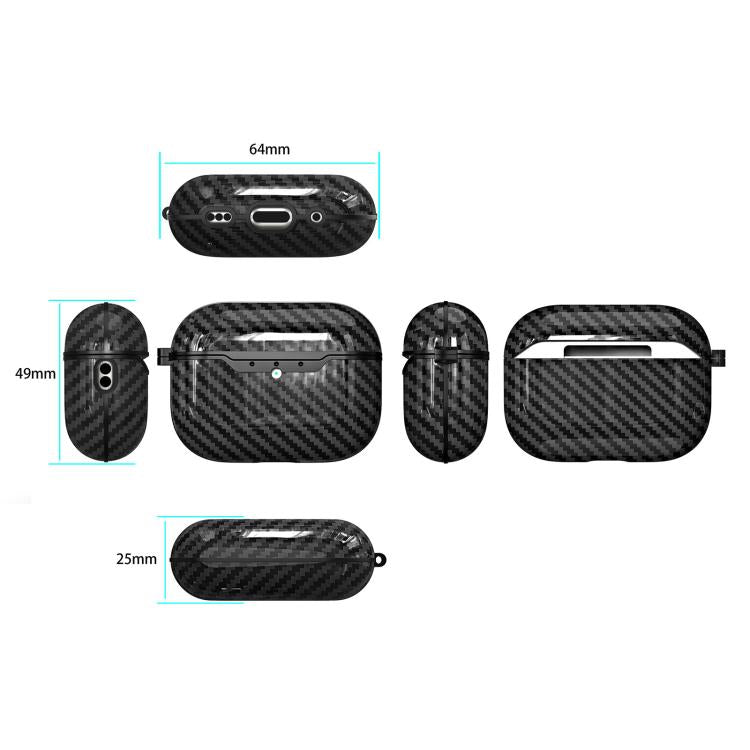 Cover protettiva TPU effetto fibra di carbonio per AirPods Pro 3