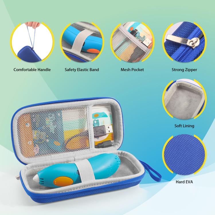 Borsa porta penna per stampa 3D 3Doodler Start+ Essentials 2024/2023 con maniglia e custodia portatile., For 3Doodler Start+ Essentials 2024 / 2023 (Blue)
