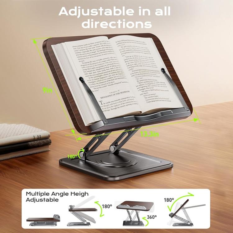 Supporto da scrivania girevole in legno per laptop e libri