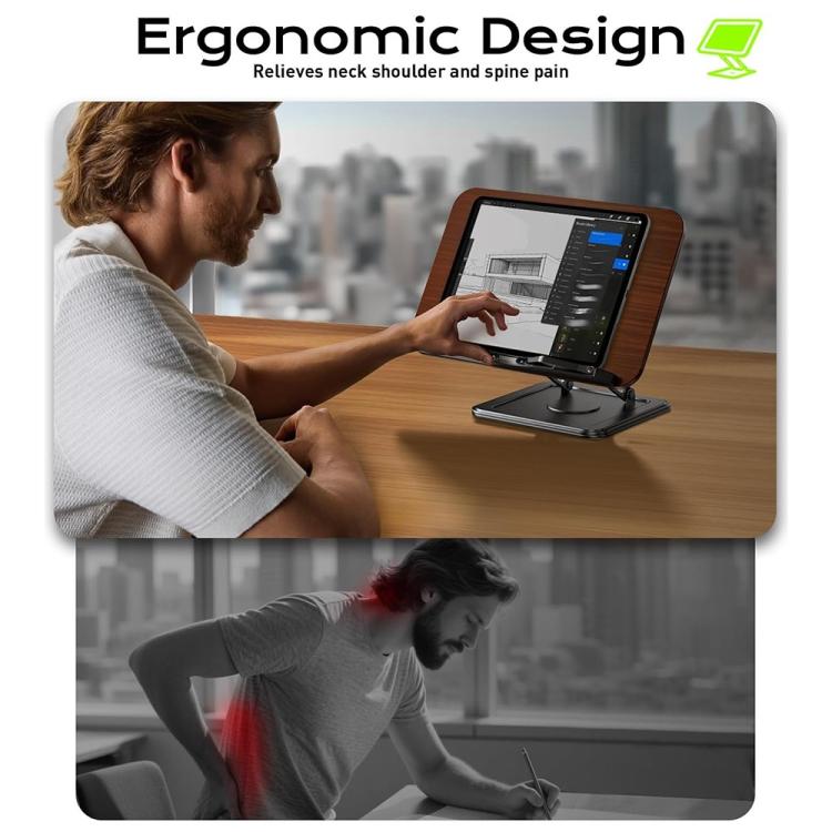 Supporto da scrivania girevole in legno per laptop e libri