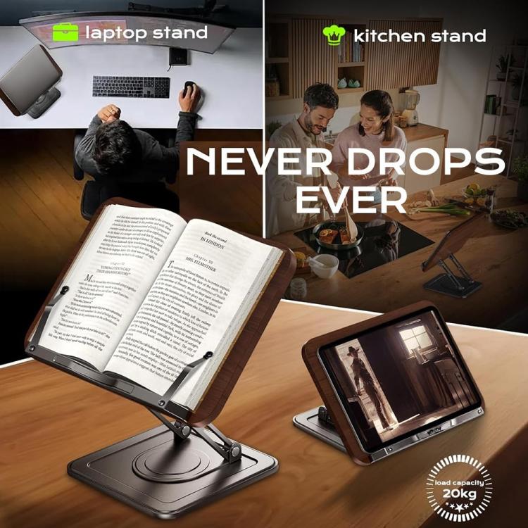 Supporto da scrivania girevole in legno per laptop e libri