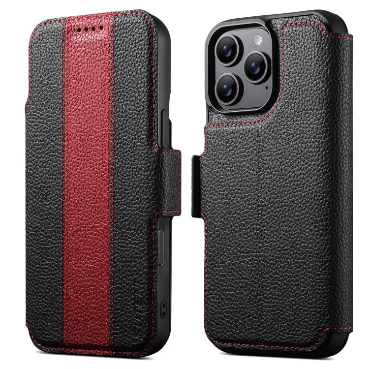 Custodia portafoglio magnetica in pelle vegana per iPhone 15 Pro