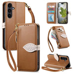 Portafoglio in pelle con cerniera e fibbia per Samsung Galaxy S25 5G, S25+ 5G