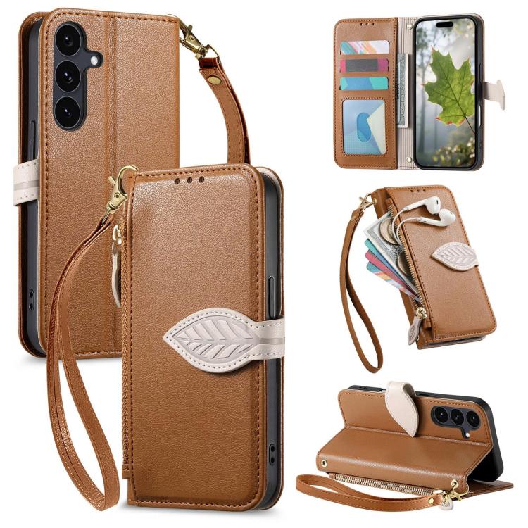 Portafoglio in pelle con cerniera e fibbia per Samsung Galaxy S25 5G, S25+ 5G