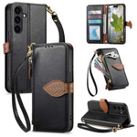 Portafoglio in pelle con cerniera e fibbia per Samsung Galaxy S25 5G, S25+ 5G
