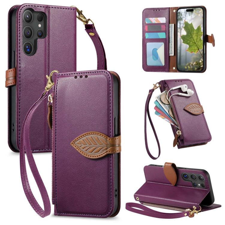 Portafoglio in pelle con cerniera e fibbia per Samsung Galaxy S25 5G, S25+ 5G