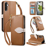 Portafoglio in pelle con cerniera e fibbia per Samsung Galaxy S25 Edge, A56, A26