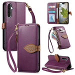 Portafoglio in pelle con cerniera e fibbia per Samsung Galaxy S25 Edge, A56, A26