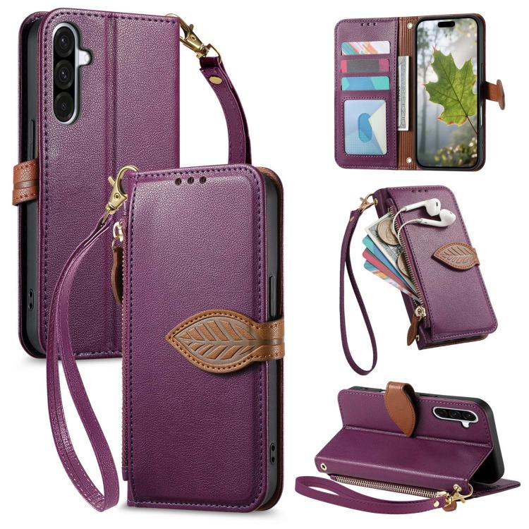 Portafoglio in pelle con cerniera e fibbia per Samsung Galaxy S25 Edge, A56, A26