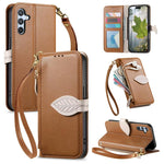 Portafoglio in pelle con cerniera e fibbia per Samsung Galaxy S25 Edge, A56, A26