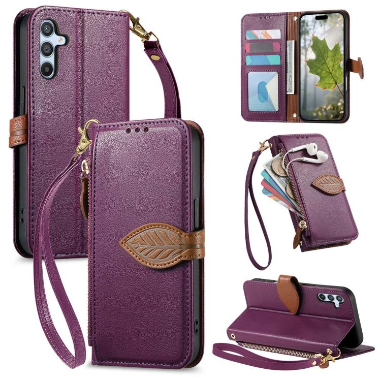 Portafoglio in pelle con cerniera e fibbia per Samsung Galaxy S25 Edge, A56, A26
