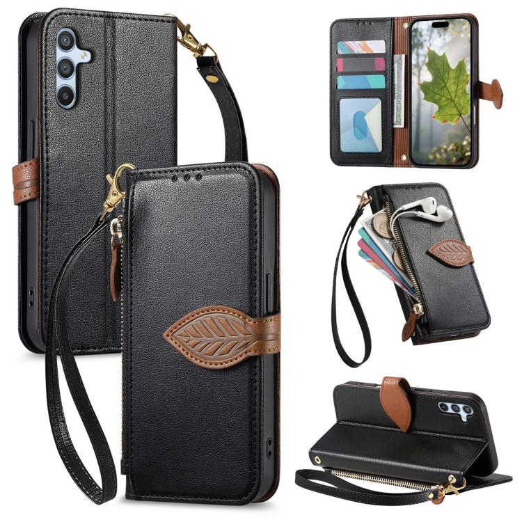 Portafoglio in pelle con cerniera e fibbia per Samsung Galaxy S25 Edge, A56, A26