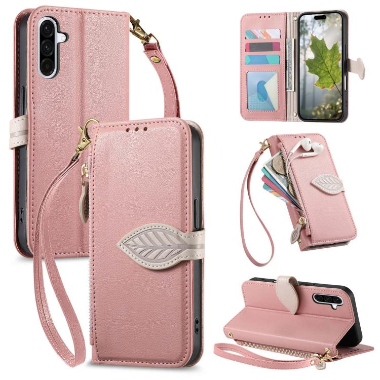 Portafoglio in pelle con cerniera e fibbia per Samsung Galaxy S25 Edge, A56, A26